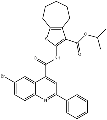 isopropyl 2-{[(6-bromo-2-phenyl-4-quinolinyl)carbonyl]amino}-5,6,7,8-tetrahydro-4H-cyclohepta[b]thiophene-3-carboxylate 结构式