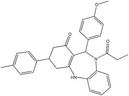 438537-70-3 11-(4-methoxyphenyl)-3-(4-methylphenyl)-10-propionyl-2,3,4,5,10,11-hexahydro-1H-dibenzo[b,e][1,4]diazepin-1-one