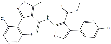 methyl 2-({[3-(2-chloro-6-fluorophenyl)-5-methyl-4-isoxazolyl]carbonyl}amino)-4-(4-chlorophenyl)-3-thiophenecarboxylate Struktur
