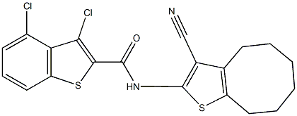 3,4-dichloro-N-(3-cyano-4,5,6,7,8,9-hexahydrocycloocta[b]thien-2-yl)-1-benzothiophene-2-carboxamide Structure