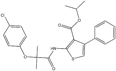 isopropyl 2-{[2-(4-chlorophenoxy)-2-methylpropanoyl]amino}-4-phenyl-3-thiophenecarboxylate Structure