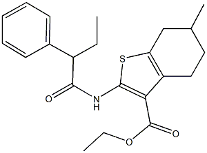 ethyl 6-methyl-2-[(2-phenylbutanoyl)amino]-4,5,6,7-tetrahydro-1-benzothiophene-3-carboxylate Structure