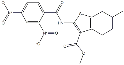 methyl 2-({2,4-bisnitrobenzoyl}amino)-6-methyl-4,5,6,7-tetrahydro-1-benzothiophene-3-carboxylate Struktur