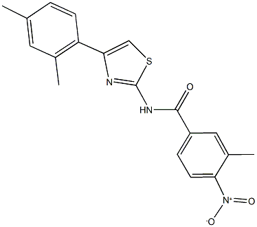 N-[4-(2,4-dimethylphenyl)-1,3-thiazol-2-yl]-4-nitro-3-methylbenzamide 结构式