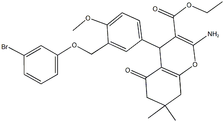 ethyl 2-amino-4-{3-[(3-bromophenoxy)methyl]-4-methoxyphenyl}-7,7-dimethyl-5-oxo-5,6,7,8-tetrahydro-4H-chromene-3-carboxylate Structure