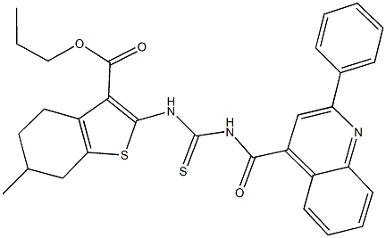 propyl 6-methyl-2-[({[(2-phenyl-4-quinolinyl)carbonyl]amino}carbothioyl)amino]-4,5,6,7-tetrahydro-1-benzothiophene-3-carboxylate|