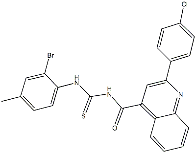 N-(2-bromo-4-methylphenyl)-N'-{[2-(4-chlorophenyl)-4-quinolinyl]carbonyl}thiourea Struktur