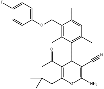 438613-87-7 2-amino-4-{3-[(4-fluorophenoxy)methyl]-2,4,6-trimethylphenyl}-7,7-dimethyl-5-oxo-5,6,7,8-tetrahydro-4H-chromene-3-carbonitrile