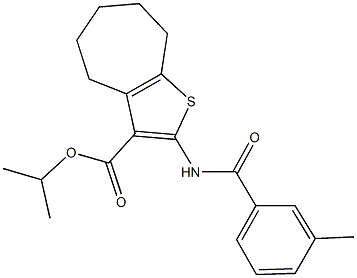 isopropyl 2-[(3-methylbenzoyl)amino]-5,6,7,8-tetrahydro-4H-cyclohepta[b]thiophene-3-carboxylate 化学構造式