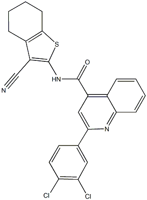 N-(3-cyano-4,5,6,7-tetrahydro-1-benzothien-2-yl)-2-(3,4-dichlorophenyl)-4-quinolinecarboxamide,438614-56-3,结构式