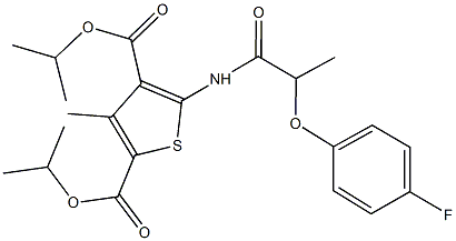 diisopropyl 5-{[2-(4-fluorophenoxy)propanoyl]amino}-3-methyl-2,4-thiophenedicarboxylate 结构式