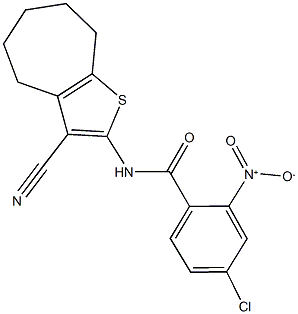 4-chloro-N-(3-cyano-5,6,7,8-tetrahydro-4H-cyclohepta[b]thien-2-yl)-2-nitrobenzamide Structure