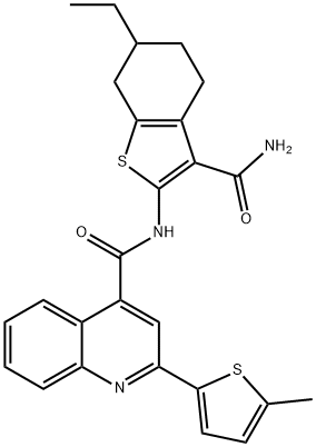 N-[3-(aminocarbonyl)-6-ethyl-4,5,6,7-tetrahydro-1-benzothien-2-yl]-2-(5-methyl-2-thienyl)-4-quinolinecarboxamide Structure