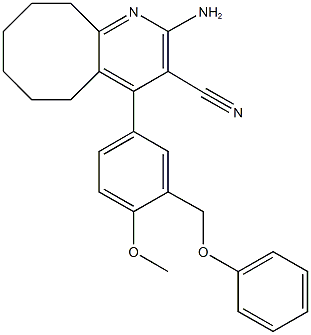 2-amino-4-[4-methoxy-3-(phenoxymethyl)phenyl]-5,6,7,8,9,10-hexahydrocycloocta[b]pyridine-3-carbonitrile,438615-82-8,结构式