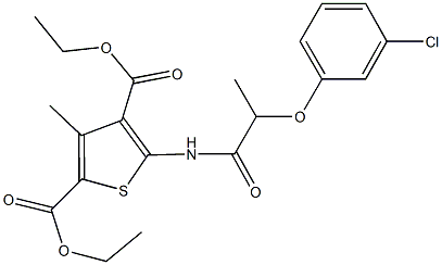 diethyl 5-{[2-(3-chlorophenoxy)propanoyl]amino}-3-methylthiophene-2,4-dicarboxylate,438615-87-3,结构式