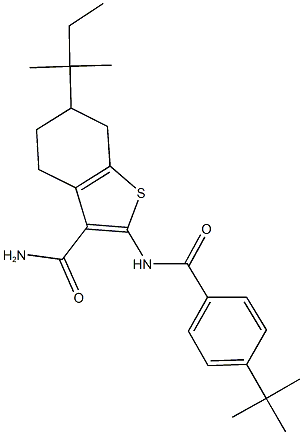 2-[(4-tert-butylbenzoyl)amino]-6-tert-pentyl-4,5,6,7-tetrahydro-1-benzothiophene-3-carboxamide,438616-56-9,结构式