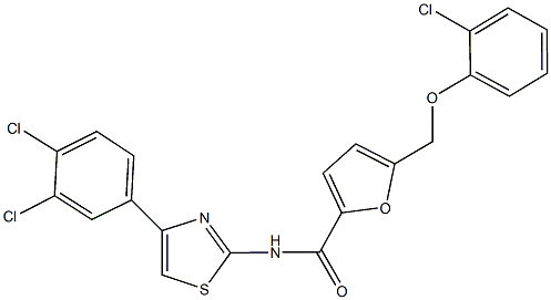 5-[(2-chlorophenoxy)methyl]-N-[4-(3,4-dichlorophenyl)-1,3-thiazol-2-yl]-2-furamide 结构式
