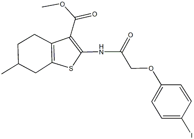 methyl 2-{[(4-iodophenoxy)acetyl]amino}-6-methyl-4,5,6,7-tetrahydro-1-benzothiophene-3-carboxylate Struktur