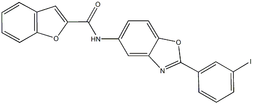 N-[2-(3-iodophenyl)-1,3-benzoxazol-5-yl]-1-benzofuran-2-carboxamide,438617-45-9,结构式