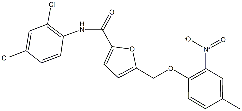 N-(2,4-dichlorophenyl)-5-({2-nitro-4-methylphenoxy}methyl)-2-furamide Structure