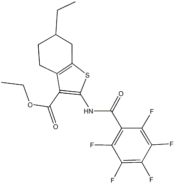 ethyl 6-ethyl-2-[(2,3,4,5,6-pentafluorobenzoyl)amino]-4,5,6,7-tetrahydro-1-benzothiophene-3-carboxylate Structure