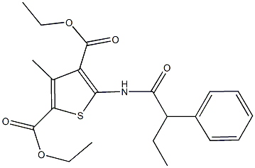 diethyl 3-methyl-5-[(2-phenylbutanoyl)amino]-2,4-thiophenedicarboxylate Structure