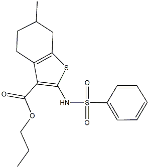 propyl 6-methyl-2-[(phenylsulfonyl)amino]-4,5,6,7-tetrahydro-1-benzothiophene-3-carboxylate Structure