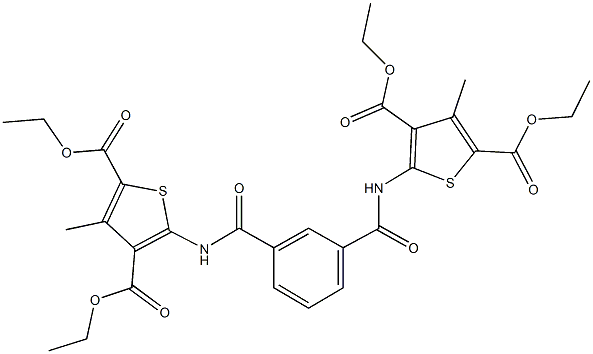 diethyl 5-{[3-({[3,5-bis(ethoxycarbonyl)-4-methyl-2-thienyl]amino}carbonyl)benzoyl]amino}-3-methyl-2,4-thiophenedicarboxylate Structure