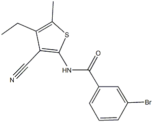 3-bromo-N-(3-cyano-4-ethyl-5-methyl-2-thienyl)benzamide Struktur