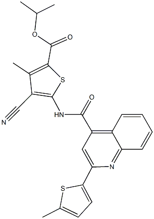 isopropyl 4-cyano-3-methyl-5-({[2-(5-methyl-2-thienyl)-4-quinolinyl]carbonyl}amino)-2-thiophenecarboxylate Structure