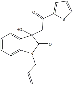 1-allyl-3-hydroxy-3-[2-oxo-2-(2-thienyl)ethyl]-1,3-dihydro-2H-indol-2-one 化学構造式