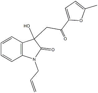 1-allyl-3-hydroxy-3-[2-(5-methyl-2-furyl)-2-oxoethyl]-1,3-dihydro-2H-indol-2-one Structure
