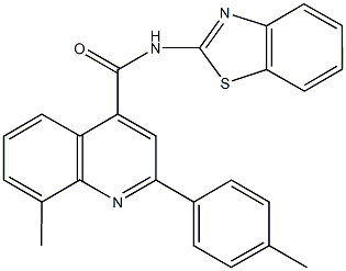 N-(1,3-benzothiazol-2-yl)-8-methyl-2-(4-methylphenyl)-4-quinolinecarboxamide 化学構造式