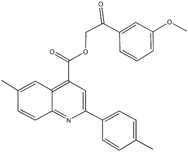 2-(3-methoxyphenyl)-2-oxoethyl 6-methyl-2-(4-methylphenyl)-4-quinolinecarboxylate 结构式