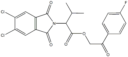 2-(4-fluorophenyl)-2-oxoethyl 2-(5,6-dichloro-1,3-dioxo-1,3-dihydro-2H-isoindol-2-yl)-3-methylbutanoate Struktur