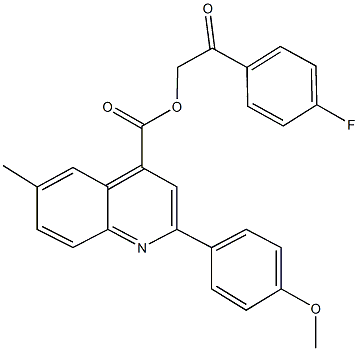 2-(4-fluorophenyl)-2-oxoethyl 2-(4-methoxyphenyl)-6-methyl-4-quinolinecarboxylate 化学構造式