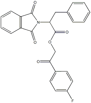 2-(4-fluorophenyl)-2-oxoethyl 2-(1,3-dioxo-1,3-dihydro-2H-isoindol-2-yl)-3-phenylpropanoate Struktur