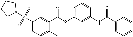 3-(benzoylamino)phenyl 2-methyl-5-(1-pyrrolidinylsulfonyl)benzoate|