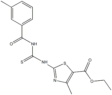 ethyl 4-methyl-2-({[(3-methylbenzoyl)amino]carbothioyl}amino)-1,3-thiazole-5-carboxylate Struktur