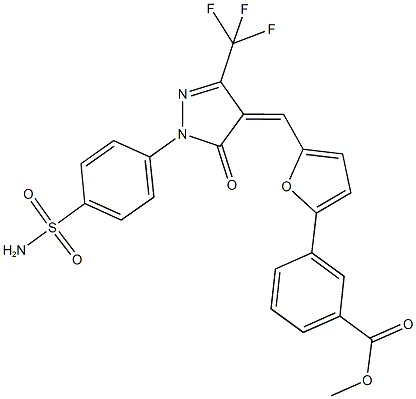 methyl 3-(5-{[1-[4-(aminosulfonyl)phenyl]-5-oxo-3-(trifluoromethyl)-1,5-dihydro-4H-pyrazol-4-ylidene]methyl}-2-furyl)benzoate Structure