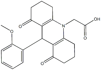 (9-(2-methoxyphenyl)-1,8-dioxo-2,3,4,5,6,7,8,9-octahydro-10(1H)-acridinyl)acetic acid Structure