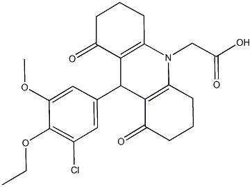 (9-(3-chloro-4-ethoxy-5-methoxyphenyl)-1,8-dioxo-2,3,4,5,6,7,8,9-octahydro-10(1H)-acridinyl)acetic acid Structure