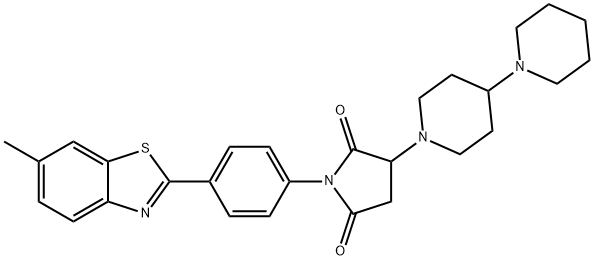 3-(4,1'-bipiperidin-1-yl)-1-[4-(6-methyl-1,3-benzothiazol-2-yl)phenyl]pyrrolidine-2,5-dione Structure