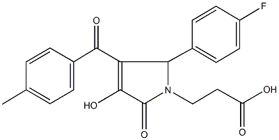 3-[2-(4-fluorophenyl)-4-hydroxy-3-(4-methylbenzoyl)-5-oxo-2,5-dihydro-1H-pyrrol-1-yl]propanoic acid Struktur
