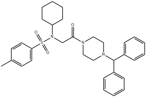 N-[2-(4-benzhydryl-1-piperazinyl)-2-oxoethyl]-N-cyclohexyl-4-methylbenzenesulfonamide|