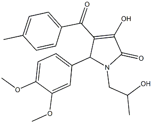 5-(3,4-dimethoxyphenyl)-3-hydroxy-1-(2-hydroxypropyl)-4-(4-methylbenzoyl)-1,5-dihydro-2H-pyrrol-2-one 化学構造式