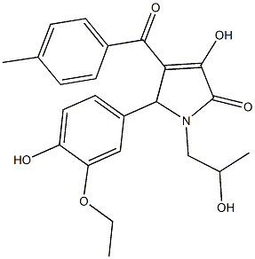 5-(3-ethoxy-4-hydroxyphenyl)-3-hydroxy-1-(2-hydroxypropyl)-4-(4-methylbenzoyl)-1,5-dihydro-2H-pyrrol-2-one Structure