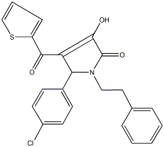 5-(4-chlorophenyl)-3-hydroxy-1-(2-phenylethyl)-4-(thien-2-ylcarbonyl)-1,5-dihydro-2H-pyrrol-2-one Structure