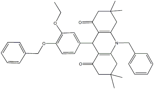 10-benzyl-9-[4-(benzyloxy)-3-ethoxyphenyl]-3,3,6,6-tetramethyl-3,4,6,7,9,10-hexahydro-1,8(2H,5H)-acridinedione 结构式