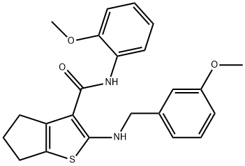 2-[(3-methoxybenzyl)amino]-N-(2-methoxyphenyl)-5,6-dihydro-4H-cyclopenta[b]thiophene-3-carboxamide 化学構造式